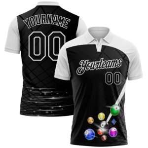 Custom Black-White Billiard Balls Performance Polo Shirt